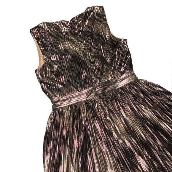 NWT womens BCBGMAXAZRIA purple gold Metallic knee length Dress size medium - Picture 6 of 10